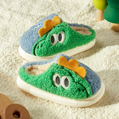 Fuzzy Dinosaur Plush Winter Slippers
