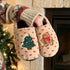Gingerbread Tree Mismatch Fuzzy Slippers