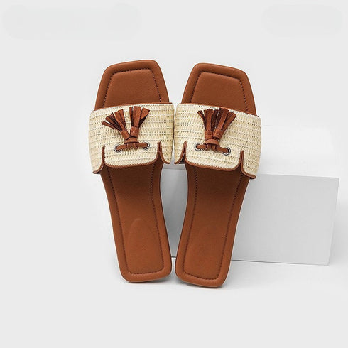 Chic Woven Tassel Summer Slides