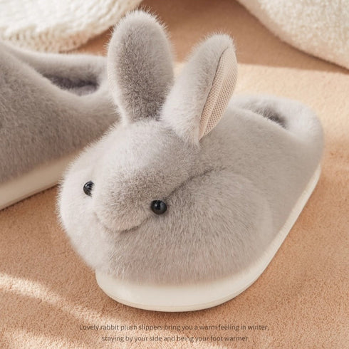 Fuzzy Bunny Ears Plush Slippers