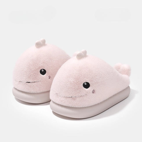Whimsical Whale Plush Home Slippers