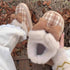 Plaid Bows Cozy Plush Slippers