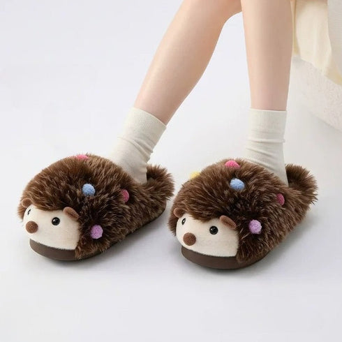 Whimsical Hedgehog Plush House Slippers