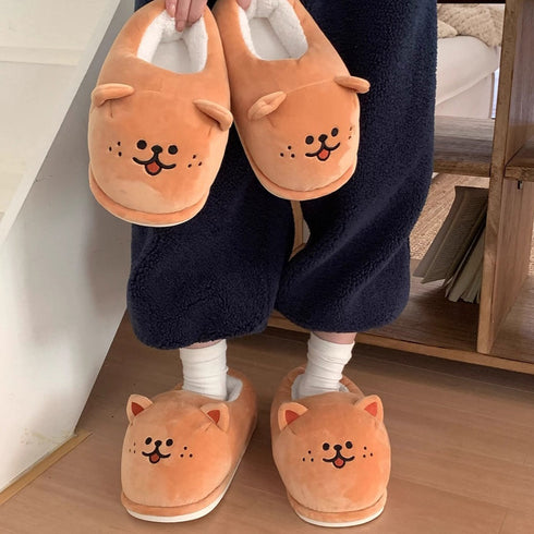 Fuzzy Puppy Face Warm Slippers