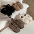 Bow-Tie Plush Platform Slippers