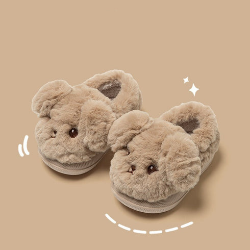 Fuzzy Cartoon Bow Winter Slippers