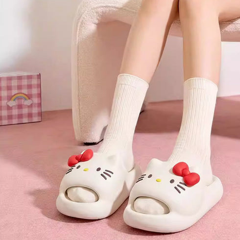 Whiskered Kitty Bow Foam Slides