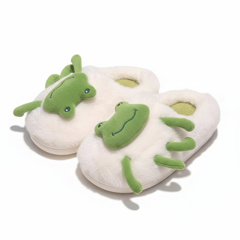 Frog Patch Plush Home Slippers