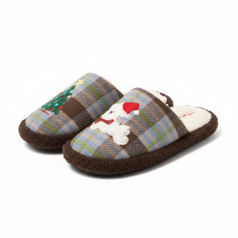 Plaid Pup Holiday slippers