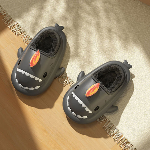 Sharkicks Basic - Inverno, Ciabatte Squalo Kaiju di Fuoco, Tacco Coperto