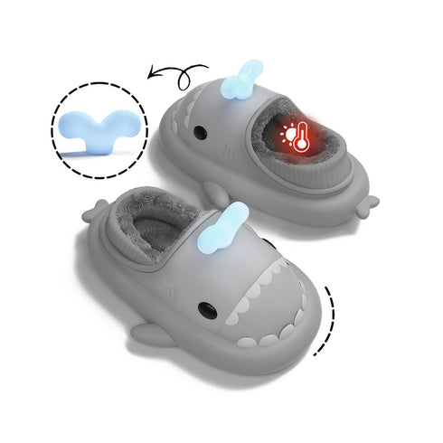 Sharkicks Basic - Winter Whale Spouting Heel-covered Shark Slippers