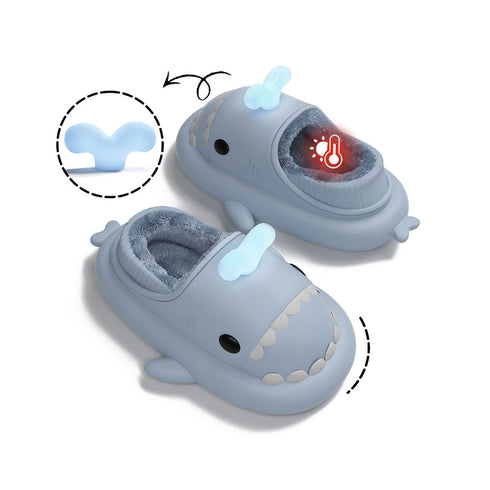 Sharkicks Basic - Winter Whale Spouting Heel-covered Shark Slippers