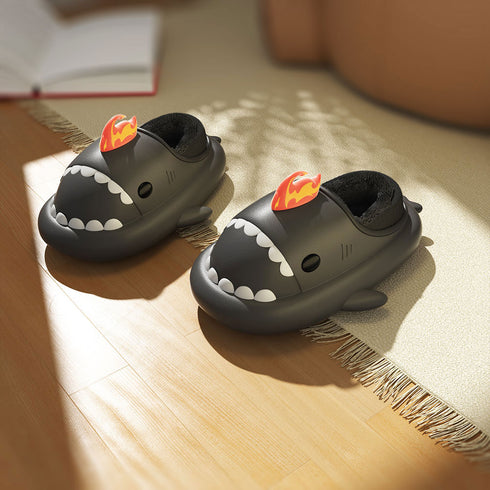 Sharkicks Basic - Inverno, Ciabatte Squalo Kaiju di Fuoco, Tacco Coperto