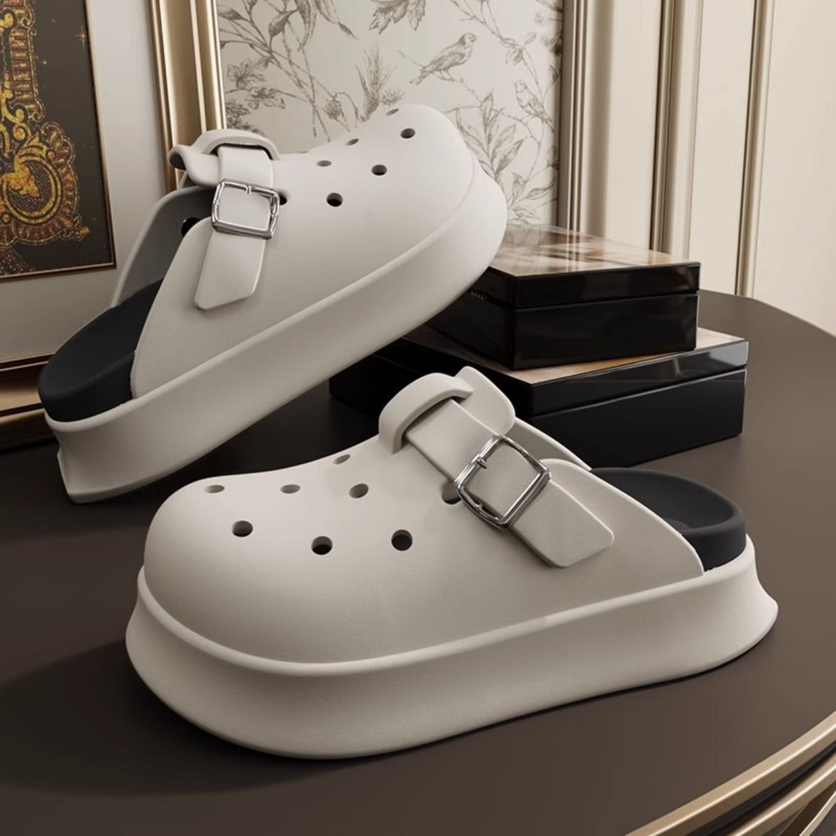 Cocoa Clogs – รองเท้าไม้สไตล์เรโทรแบบแพลตฟอร์ม EVA พร้อมพื้นผิวมีลวดลาย ...
