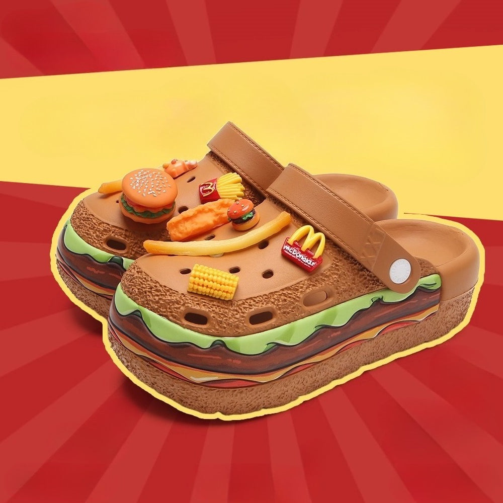 Burger Fries Platform Clogs - Fun Foodie Summer Sandals – Hello Slippers