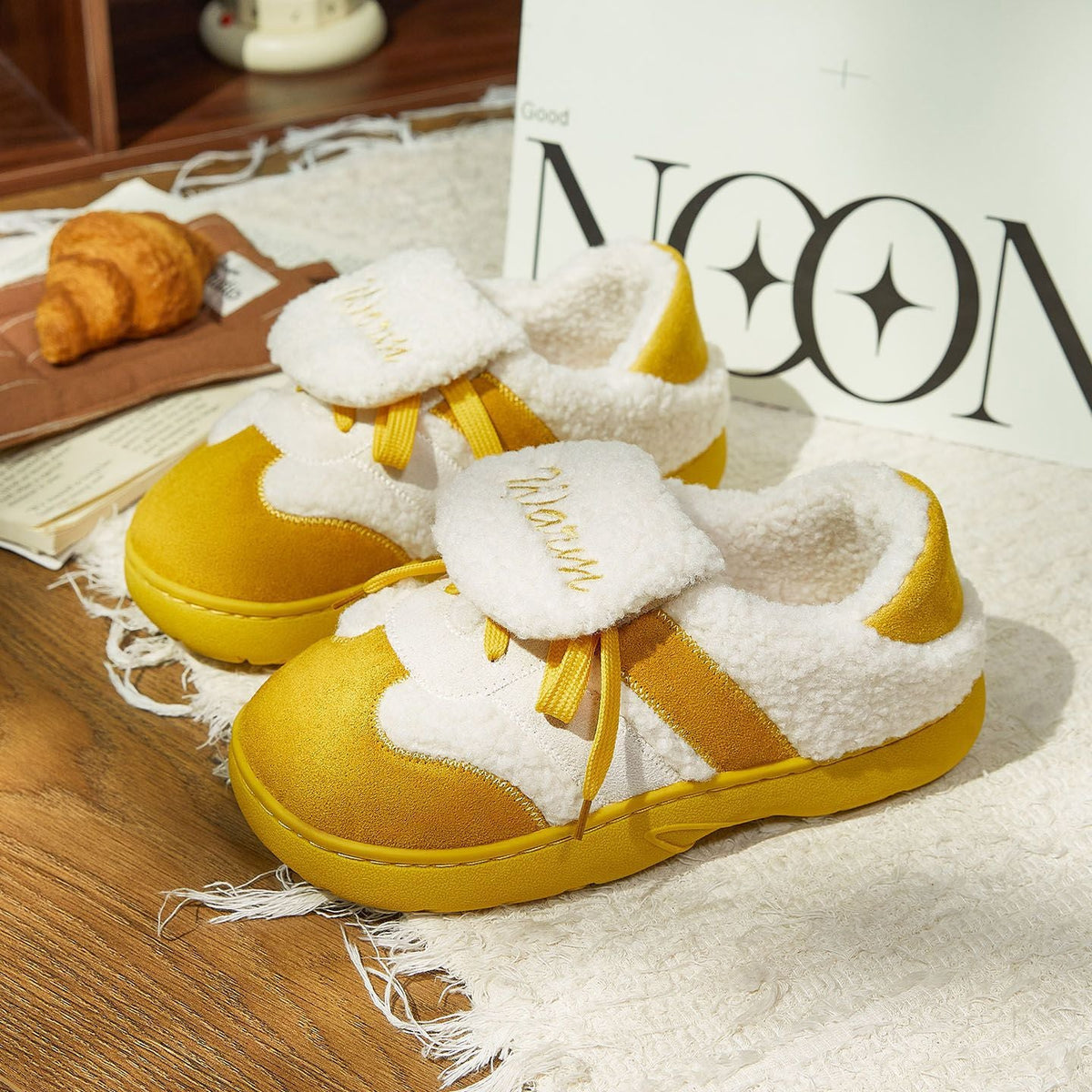 Sherpa Trainer-Style Warm Sneakers with Fleece Lining – Hello Slippers