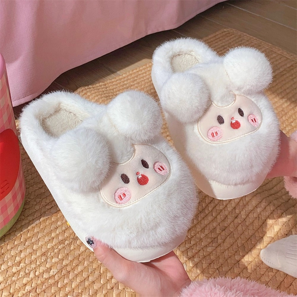 Fluffy Pom Pom Cartoon Slippers - Warm Winter Home Shoes – Hello Slippers