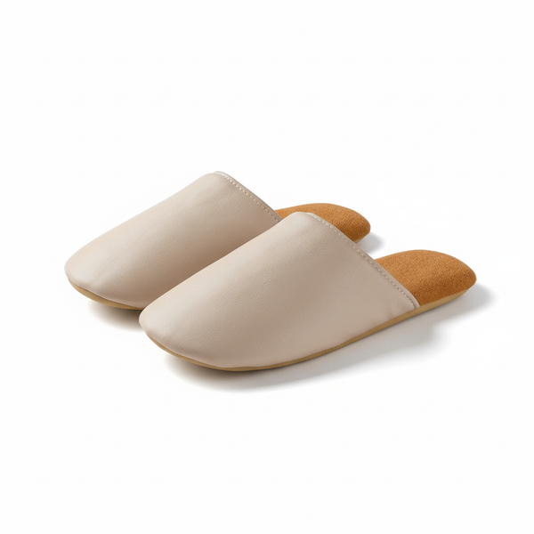  SLIPPER ベージュ Quiet closed-toe indoor slippers with soft cushioned feel – Hello