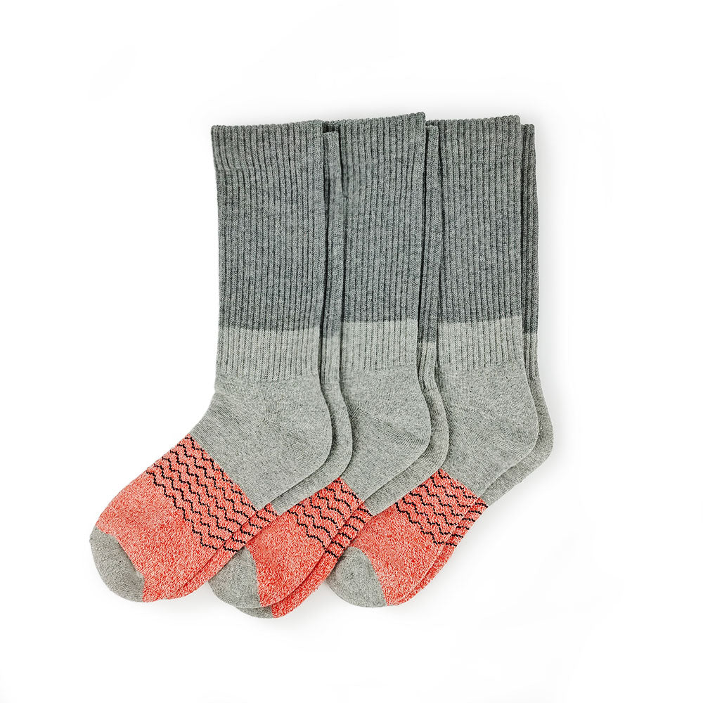 Tri-Block Calf Sock 3-Pack - Light Gray and Coral Pink – Hello Slippers